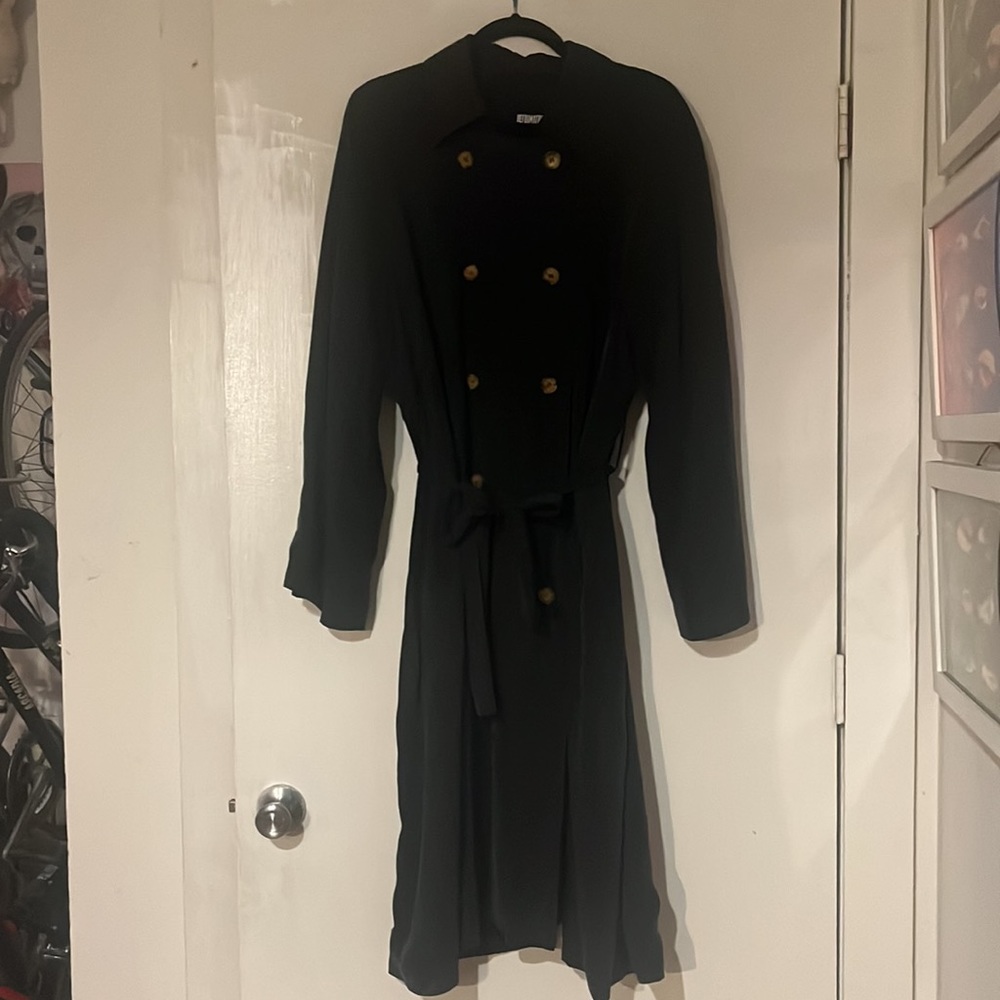 Reformation vintage long black trench coat size L